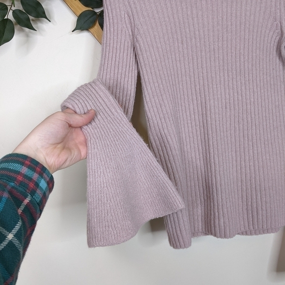 Madewell Bell Sleeve Ribbed Crew Neck Wool Blend Blush Pink Sweater - Picture 5 of 9